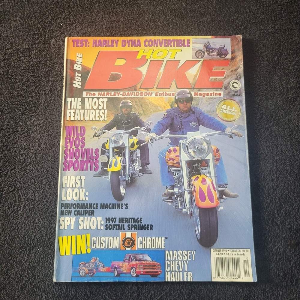 Hot Bike Magazine October 1996 Custom Harley-Davidson Motorcycles Dyna